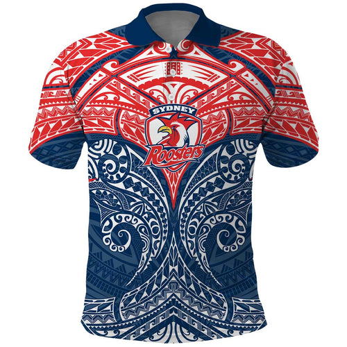 Personalized Sydney Roosters Polo Shirt Polynesian Tribal Pattern Style