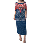 Personalized Sydney Roosters Puletasi Polynesian Tribal Pattern Style