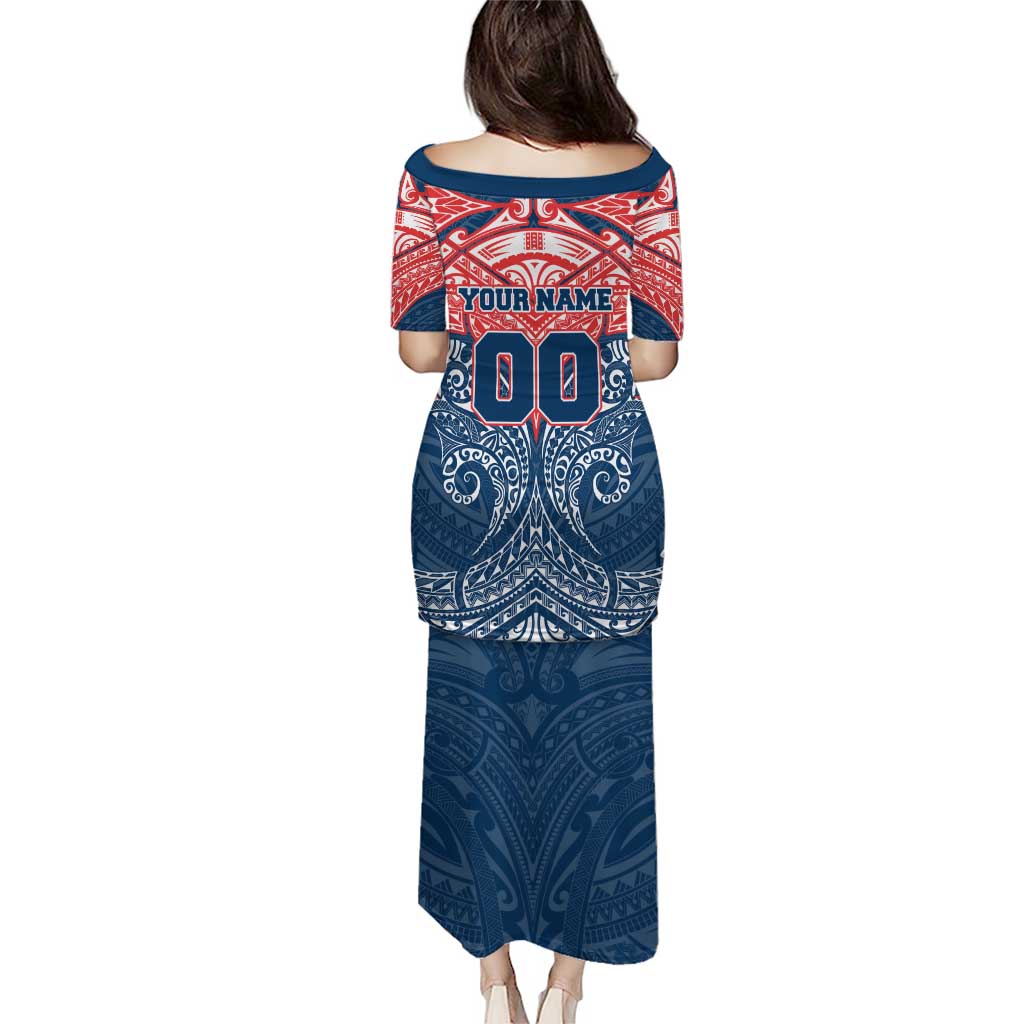 Personalized Sydney Roosters Puletasi Polynesian Tribal Pattern Style