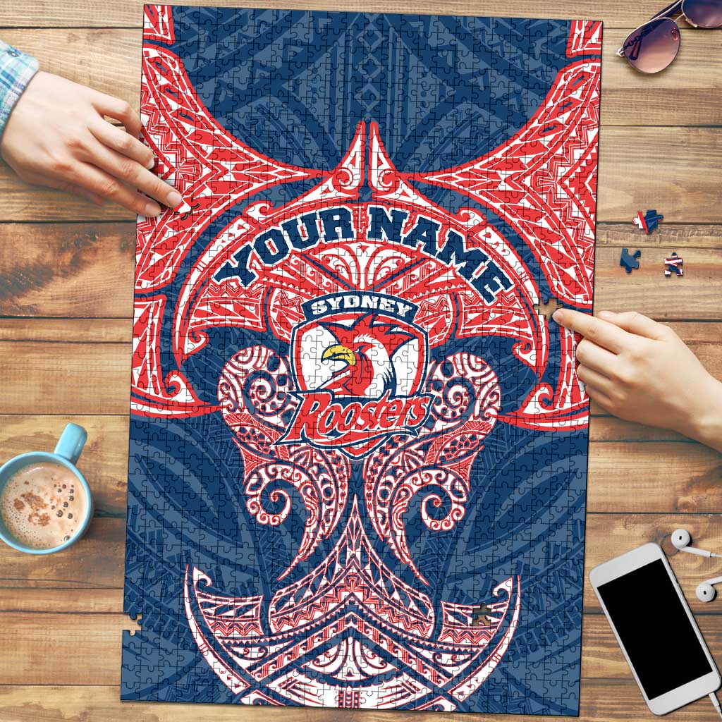 Personalized Sydney Roosters Puzzle Polynesian Tribal Pattern Style