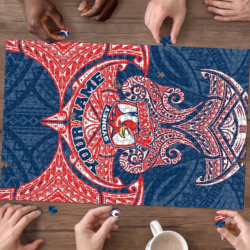 Personalized Sydney Roosters Puzzle Polynesian Tribal Pattern Style