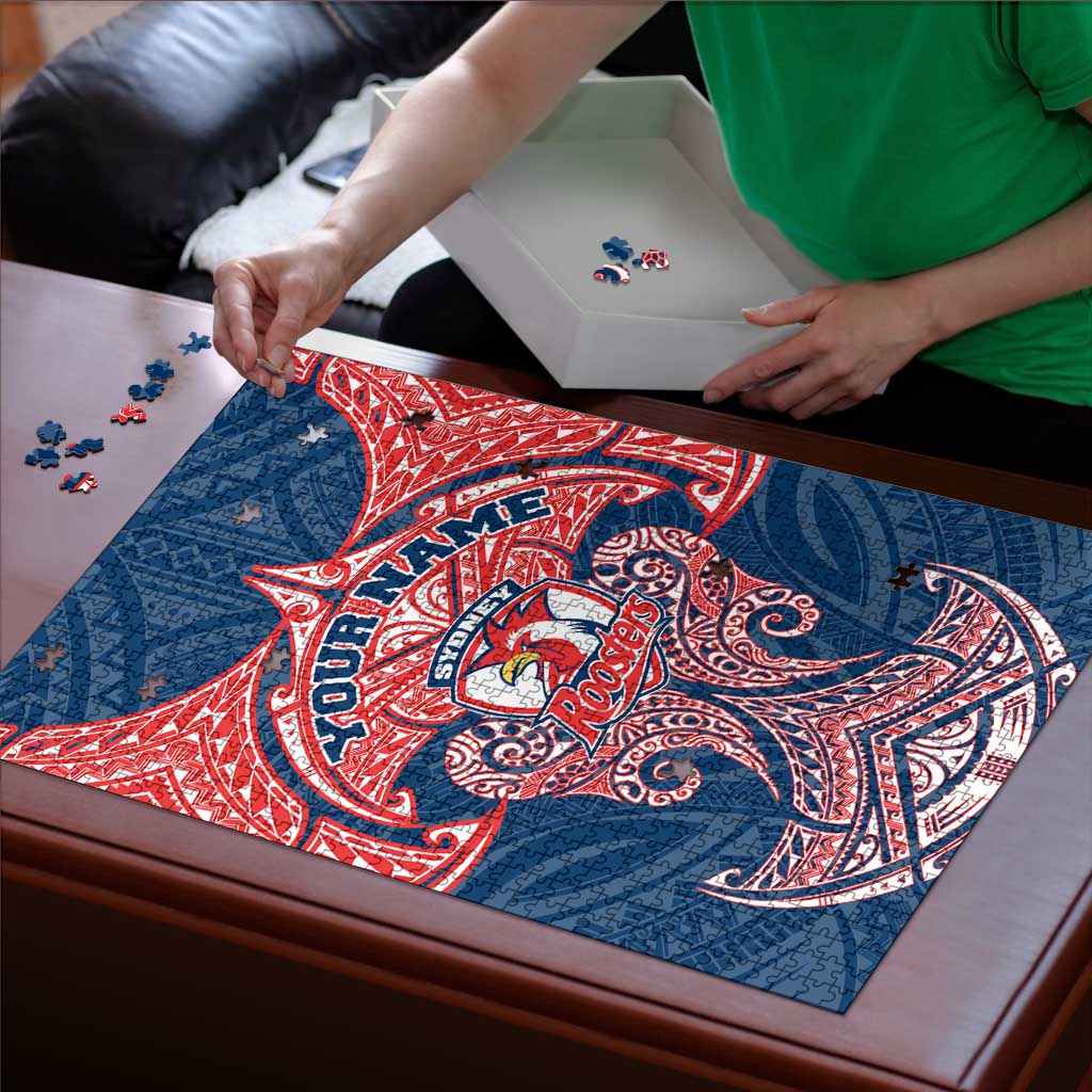 Personalized Sydney Roosters Puzzle Polynesian Tribal Pattern Style