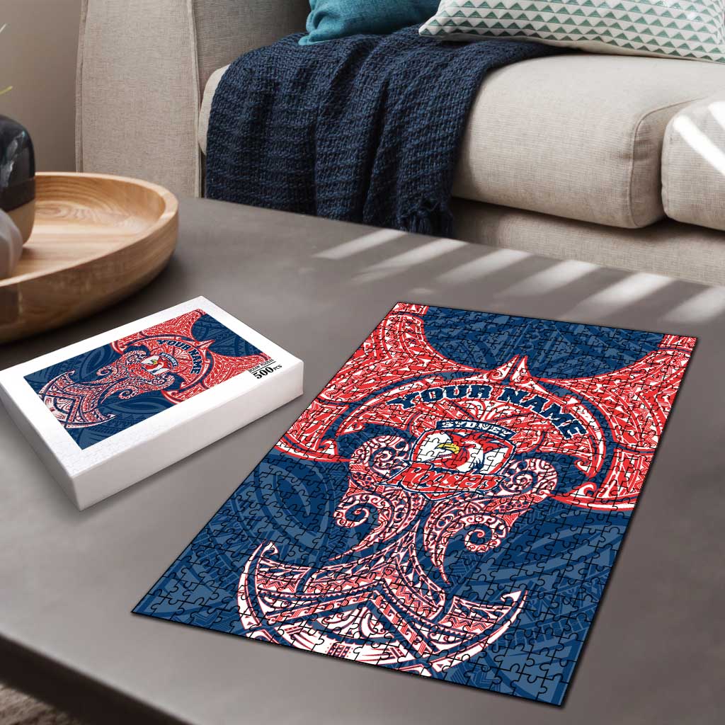 Personalized Sydney Roosters Puzzle Polynesian Tribal Pattern Style