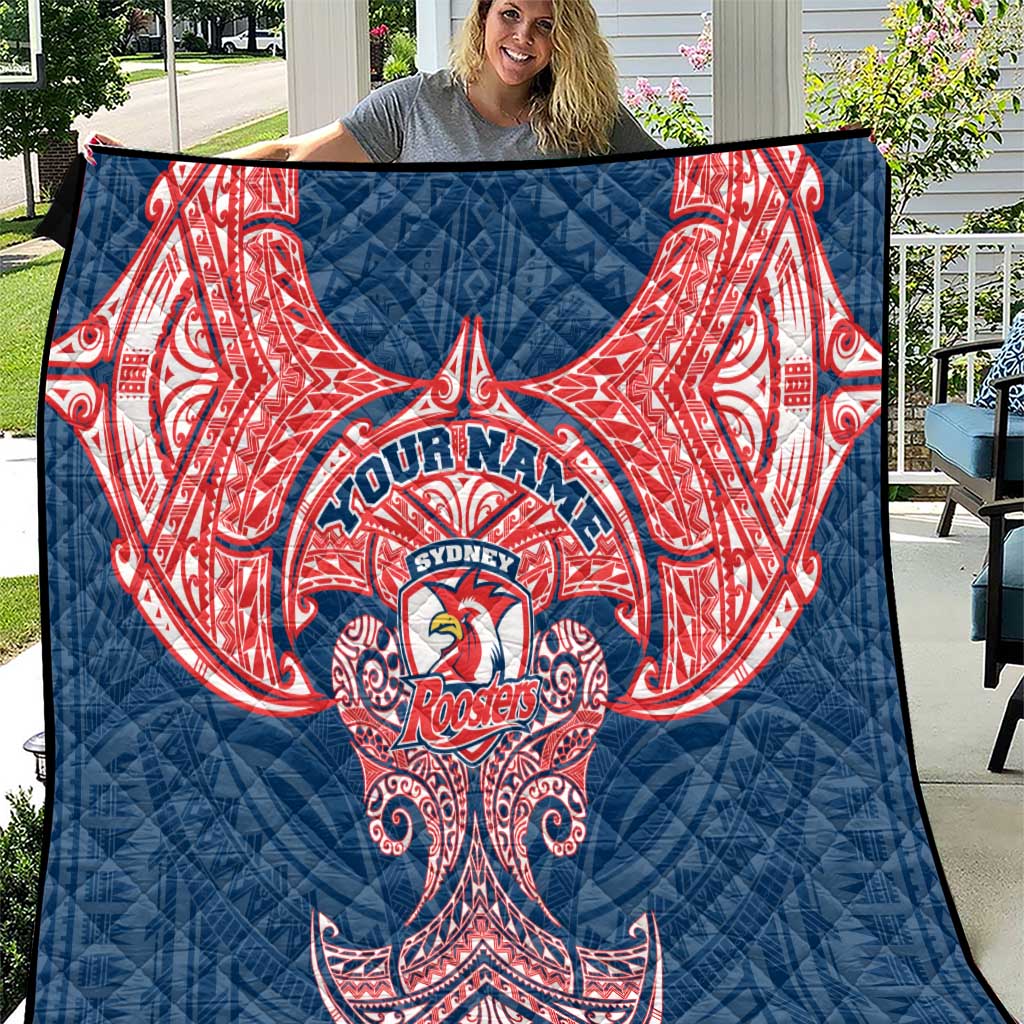 Personalized Sydney Roosters Quilt Polynesian Tribal Pattern Style