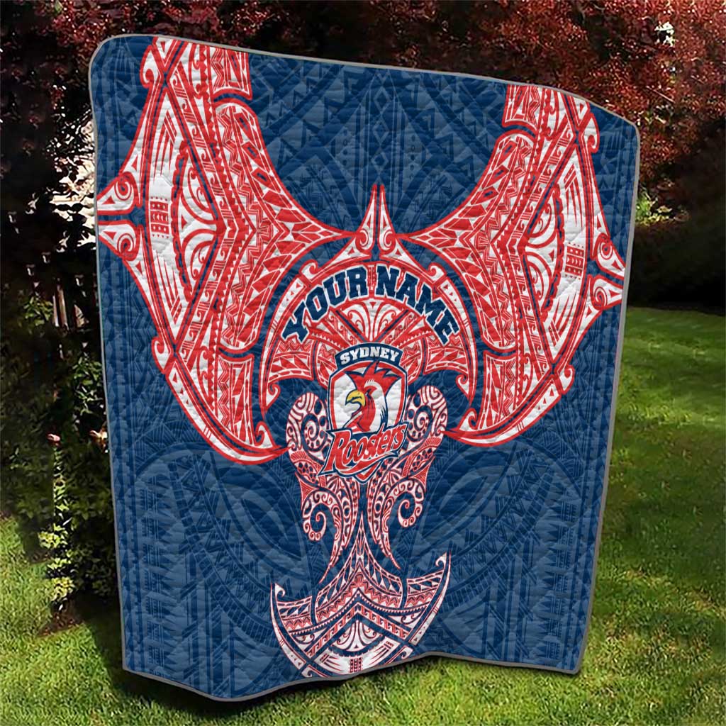 Personalized Sydney Roosters Quilt Polynesian Tribal Pattern Style