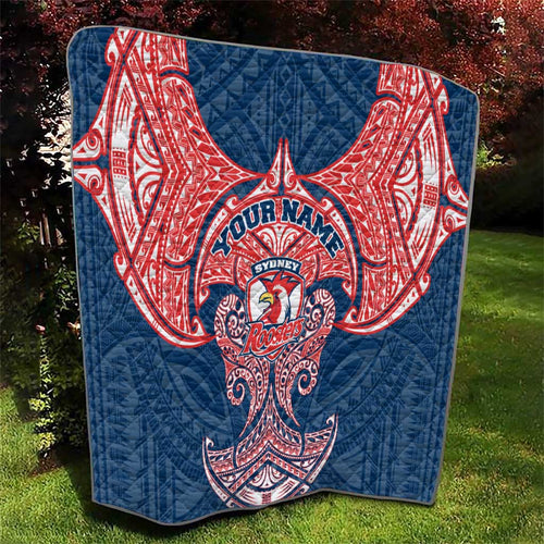 Personalized Sydney Roosters Quilt Polynesian Tribal Pattern Style