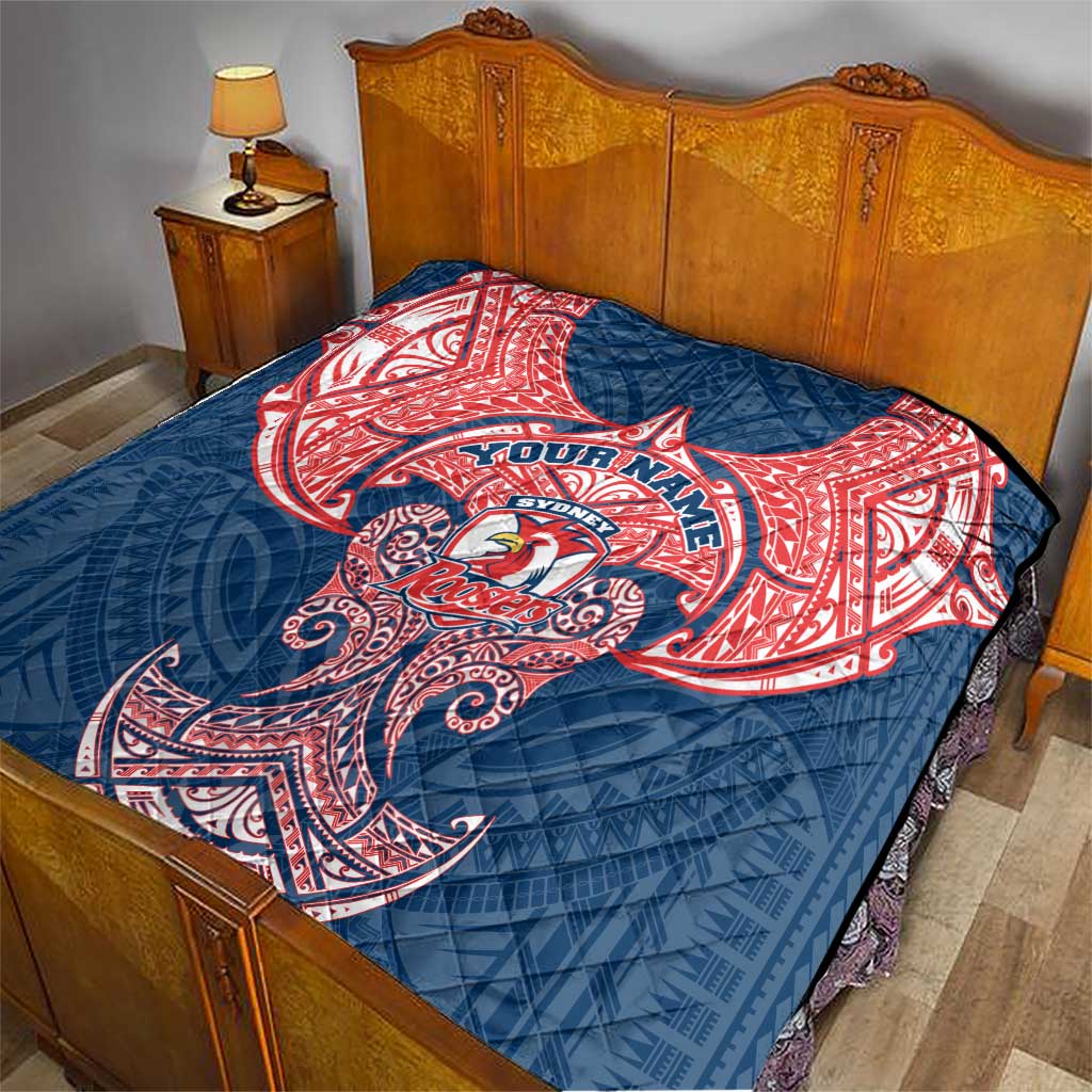 Personalized Sydney Roosters Quilt Polynesian Tribal Pattern Style