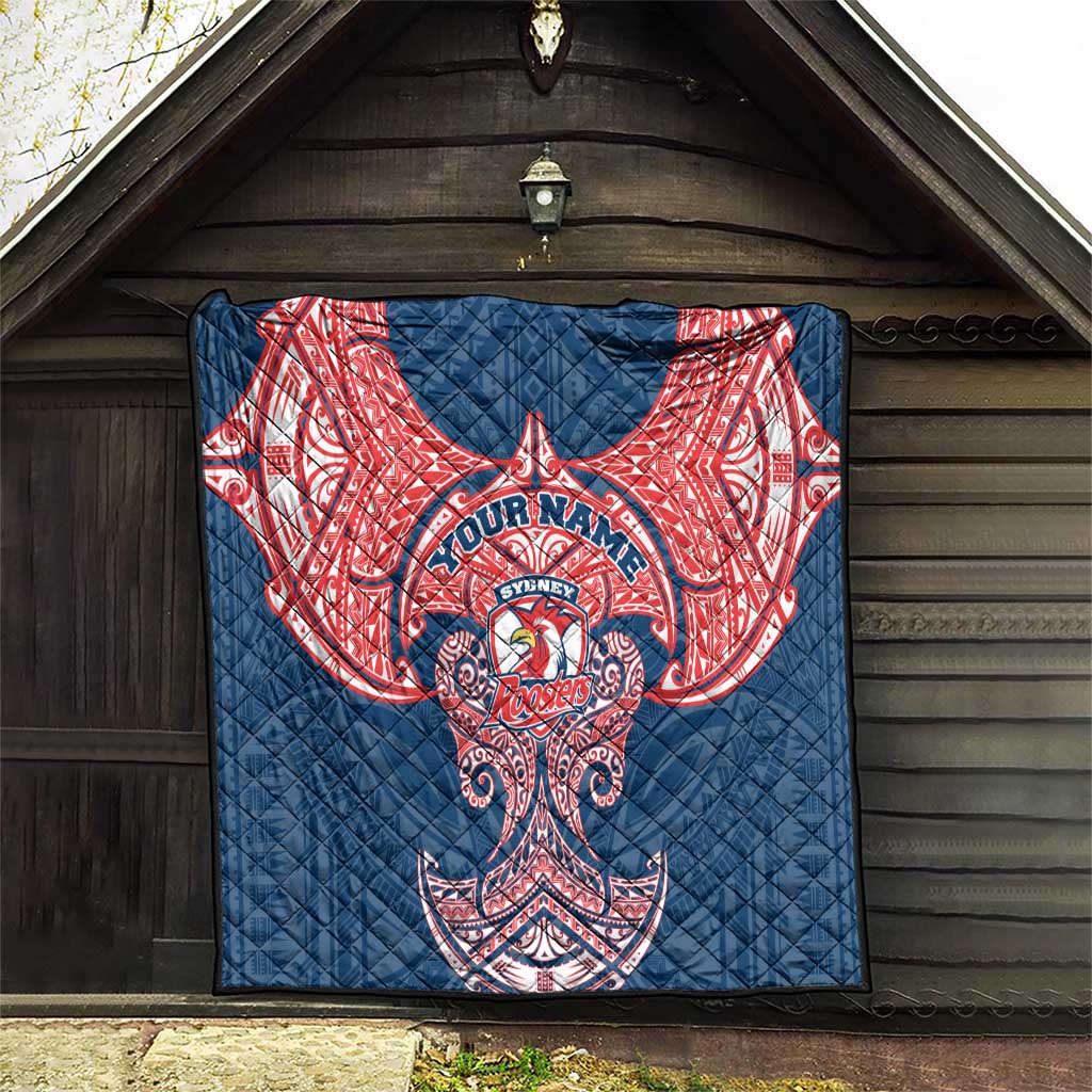 Personalized Sydney Roosters Quilt Polynesian Tribal Pattern Style