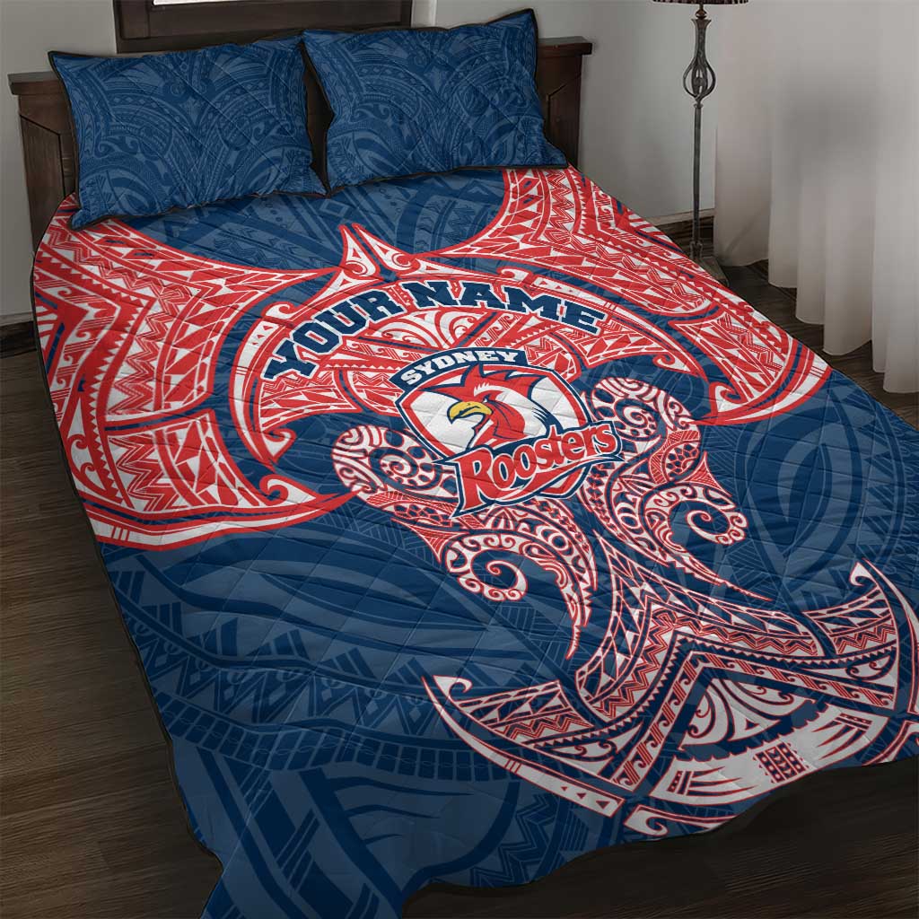 Personalized Sydney Roosters Quilt Bed Set Polynesian Tribal Pattern Style