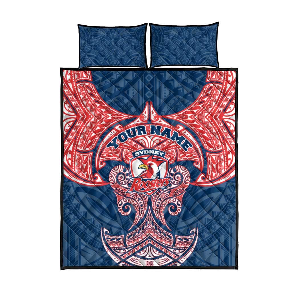 Personalized Sydney Roosters Quilt Bed Set Polynesian Tribal Pattern Style