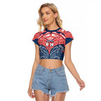 Personalized Sydney Roosters Raglan Cropped T Shirt Polynesian Tribal Pattern Style