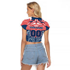 Personalized Sydney Roosters Raglan Cropped T Shirt Polynesian Tribal Pattern Style