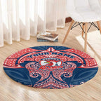 Personalized Sydney Roosters Round Carpet Polynesian Tribal Pattern Style