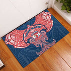 Personalized Sydney Roosters Rubber Doormat Polynesian Tribal Pattern Style