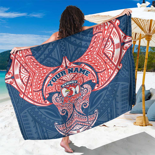 Personalized Sydney Roosters Sarong Polynesian Tribal Pattern Style