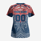 Personalized Sydney Roosters Scrub Top Polynesian Tribal Pattern Style