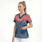 Personalized Sydney Roosters Scrub Top Polynesian Tribal Pattern Style