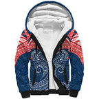 Personalized Sydney Roosters Sherpa Hoodie Polynesian Tribal Pattern Style