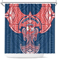 Personalized Sydney Roosters Shower Curtain Polynesian Tribal Pattern Style