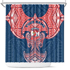 Personalized Sydney Roosters Shower Curtain Polynesian Tribal Pattern Style
