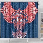 Personalized Sydney Roosters Shower Curtain Polynesian Tribal Pattern Style
