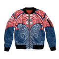 Personalized Sydney Roosters Sleeve Zip Bomber Jacket Polynesian Tribal Pattern Style