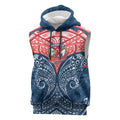 Personalized Sydney Roosters Sleeveless Hoodie Polynesian Tribal Pattern Style