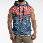 Personalized Sydney Roosters Sleeveless Hoodie Polynesian Tribal Pattern Style