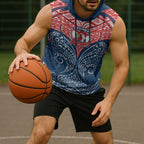 Personalized Sydney Roosters Sleeveless Hoodie Polynesian Tribal Pattern Style