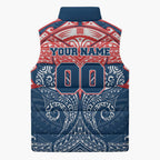 Personalized Sydney Roosters Sleeveless Puffer Jacket Polynesian Tribal Pattern Style