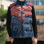 Personalized Sydney Roosters Sleeveless Puffer Jacket Polynesian Tribal Pattern Style