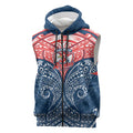 Personalized Sydney Roosters Sleeveless Zip Hoodie Polynesian Tribal Pattern Style