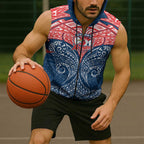 Personalized Sydney Roosters Sleeveless Zip Hoodie Polynesian Tribal Pattern Style