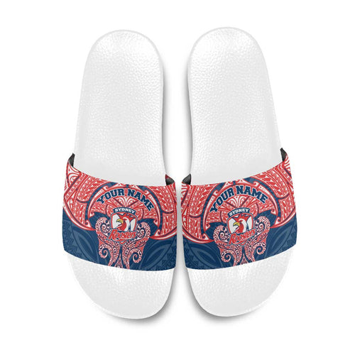 Personalized Sydney Roosters Slide Sandals Polynesian Tribal Pattern Style