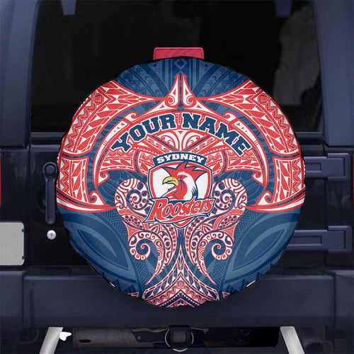 Personalized Sydney Roosters Spare Tire Cover Polynesian Tribal Pattern Style