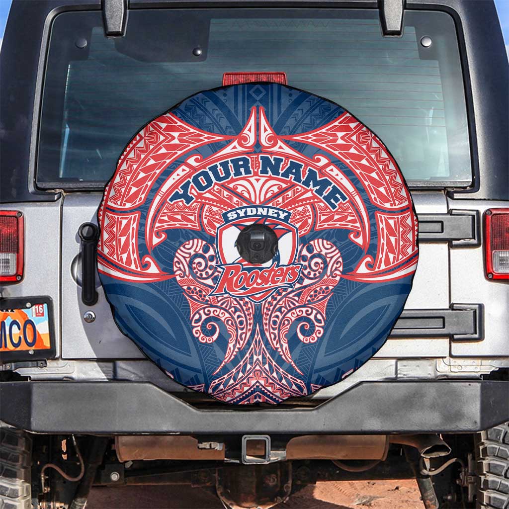 Personalized Sydney Roosters Spare Tire Cover Polynesian Tribal Pattern Style