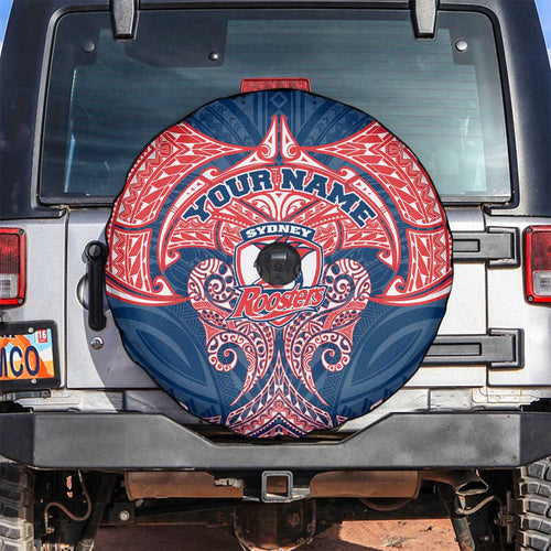 Personalized Sydney Roosters Spare Tire Cover Polynesian Tribal Pattern Style