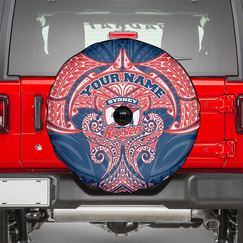 Personalized Sydney Roosters Spare Tire Cover Polynesian Tribal Pattern Style