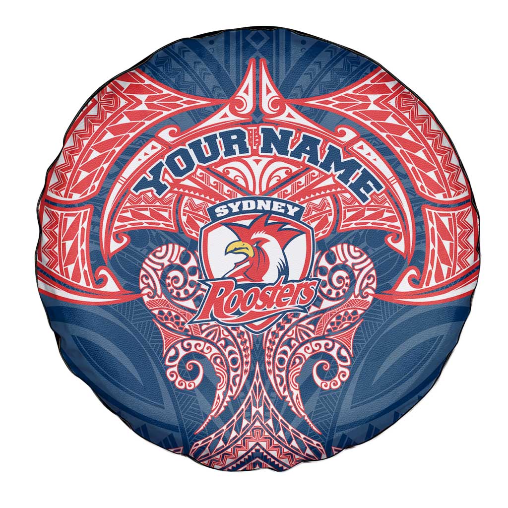 Personalized Sydney Roosters Spare Tire Cover Polynesian Tribal Pattern Style