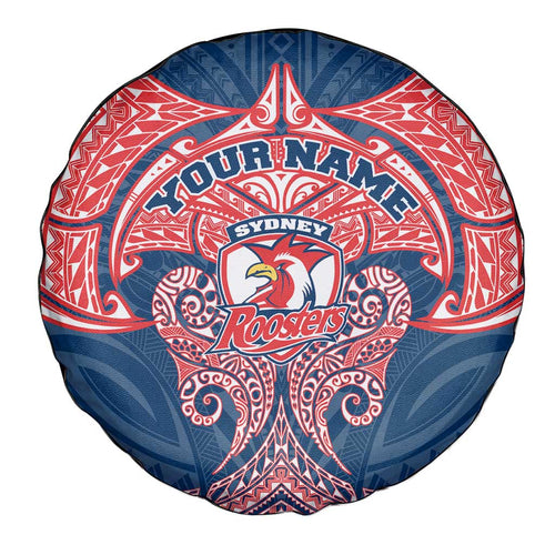 Personalized Sydney Roosters Spare Tire Cover Polynesian Tribal Pattern Style