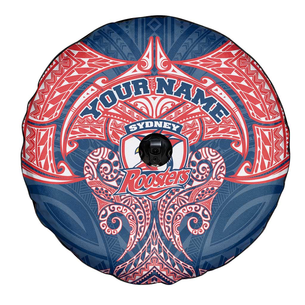 Personalized Sydney Roosters Spare Tire Cover Polynesian Tribal Pattern Style
