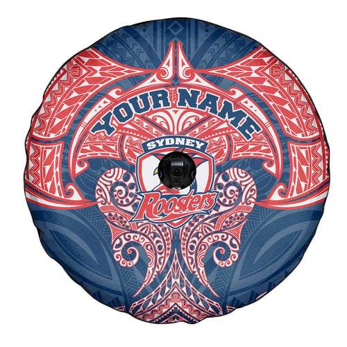 Personalized Sydney Roosters Spare Tire Cover Polynesian Tribal Pattern Style
