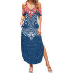 Personalized Sydney Roosters Summer Maxi Dress Polynesian Tribal Pattern Style