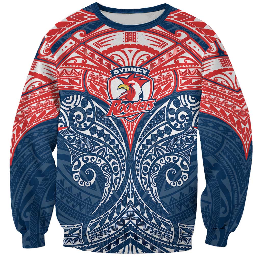 Personalized Sydney Roosters Sweatshirt Polynesian Tribal Pattern Style