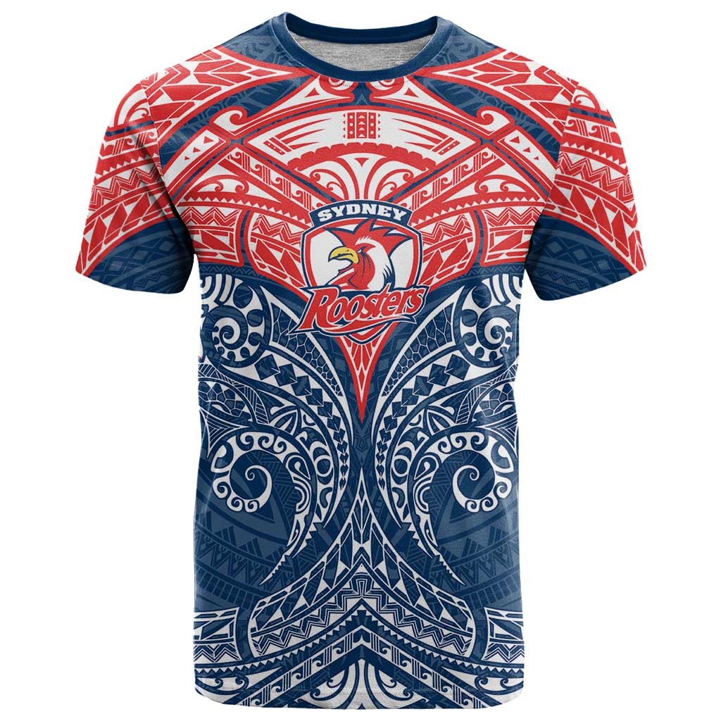 Personalized Sydney Roosters T Shirt Polynesian Tribal Pattern Style
