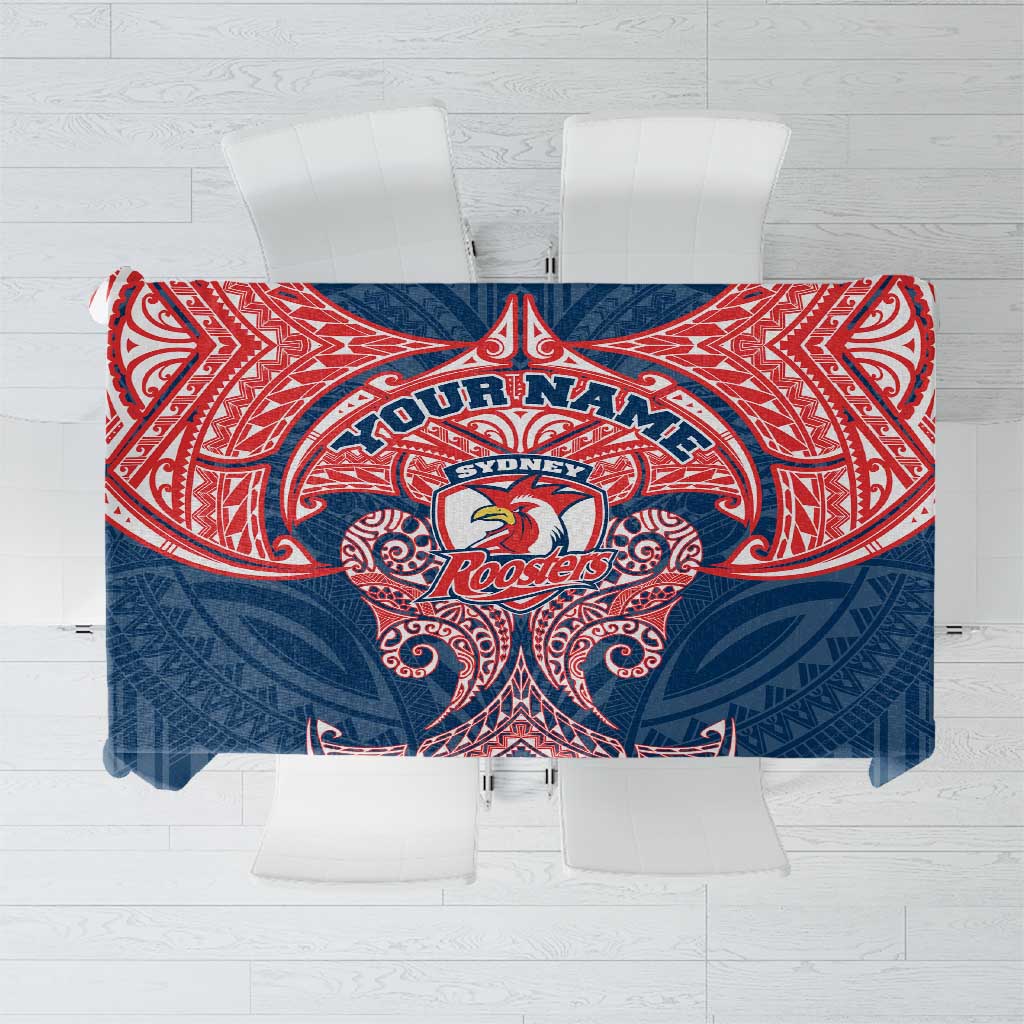Personalized Sydney Roosters Tablecloth Polynesian Tribal Pattern Style