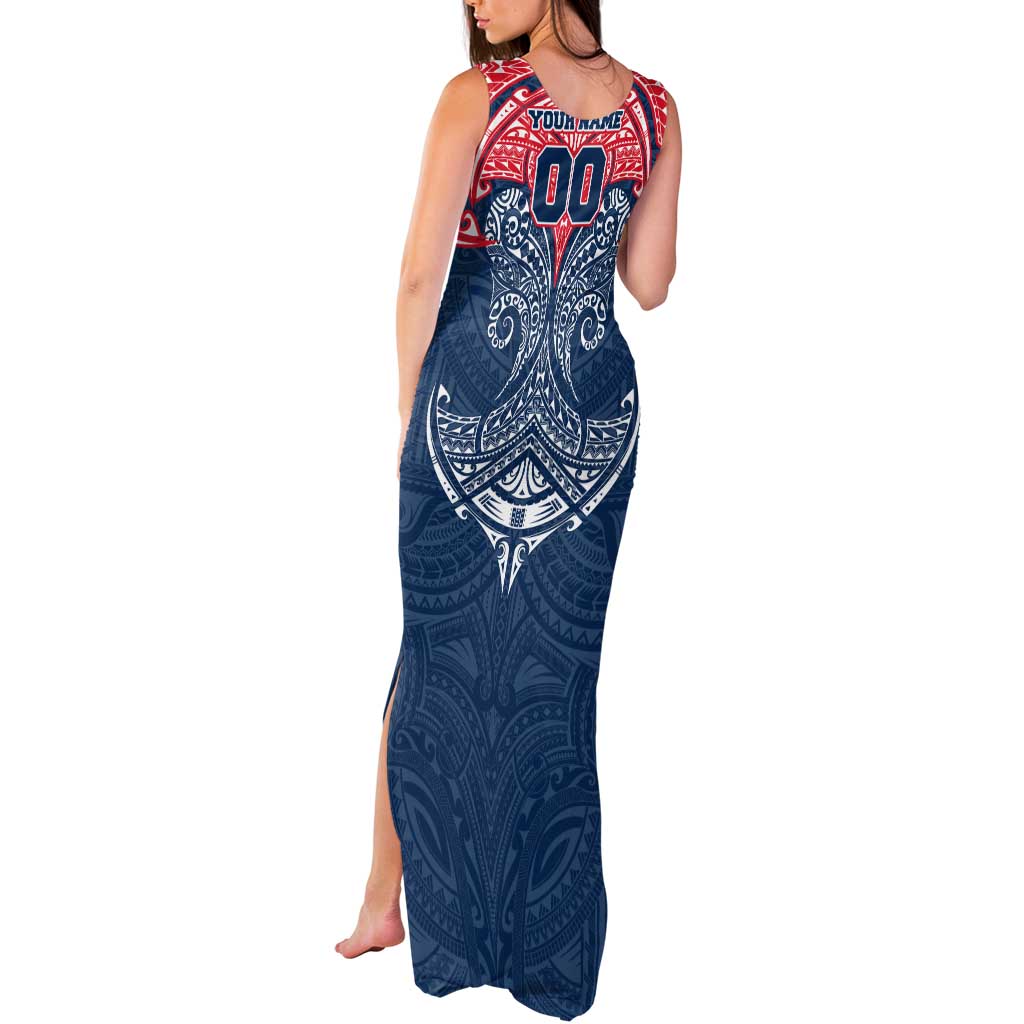Personalized Sydney Roosters Tank Maxi Dress Polynesian Tribal Pattern Style