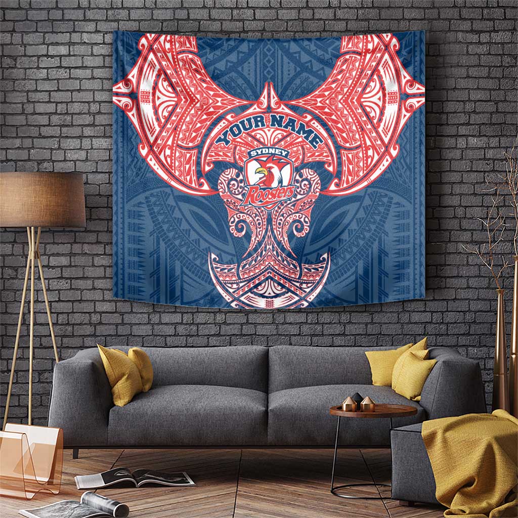 Personalized Sydney Roosters Tapestry Polynesian Tribal Pattern Style