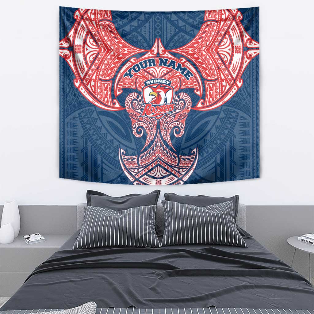 Personalized Sydney Roosters Tapestry Polynesian Tribal Pattern Style