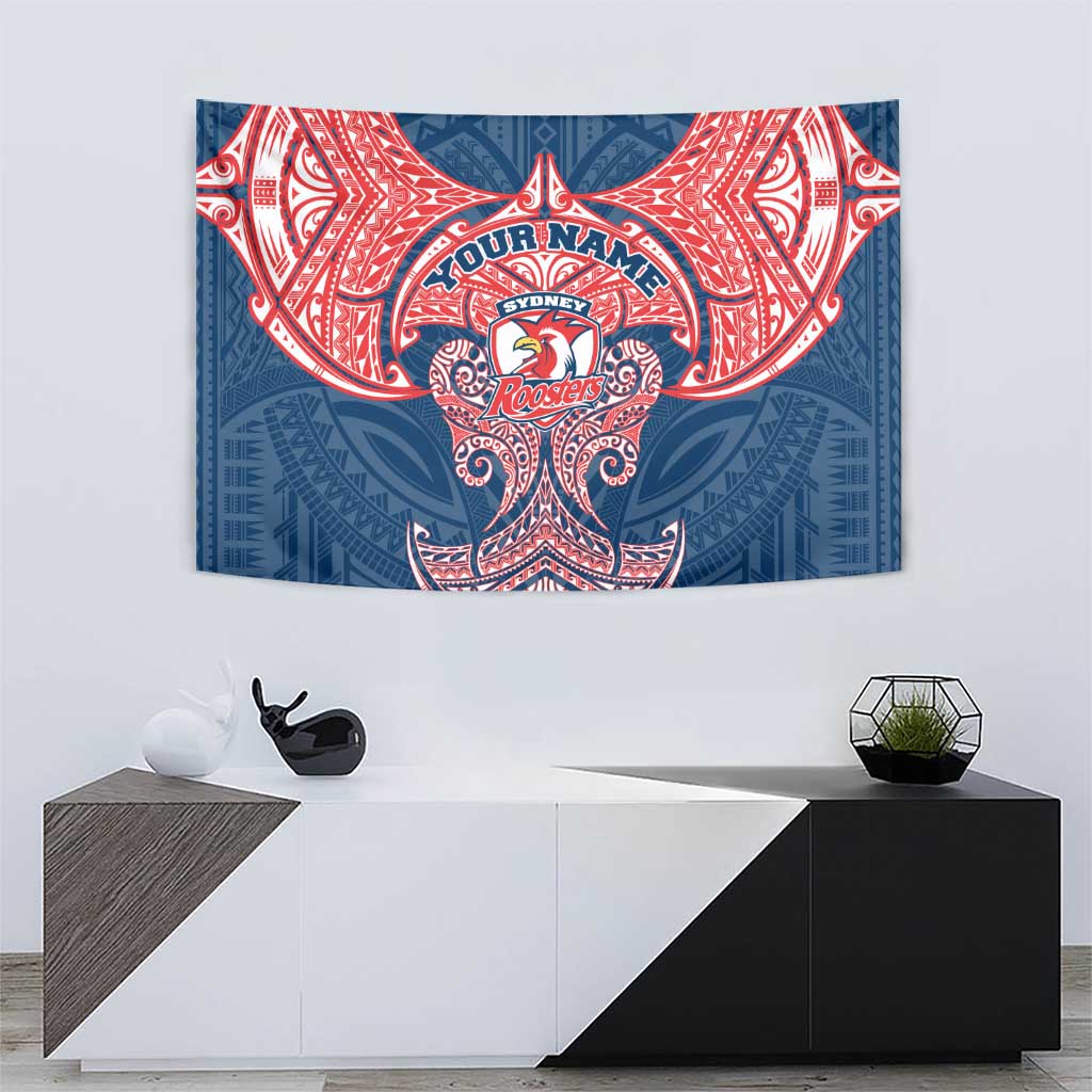 Personalized Sydney Roosters Tapestry Polynesian Tribal Pattern Style